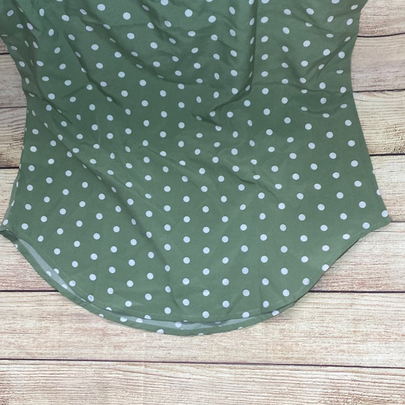 Women's Fashion Summer Round Neck Polka Dot Print Short Sleeve Casual Tops - Picture 5 of 6